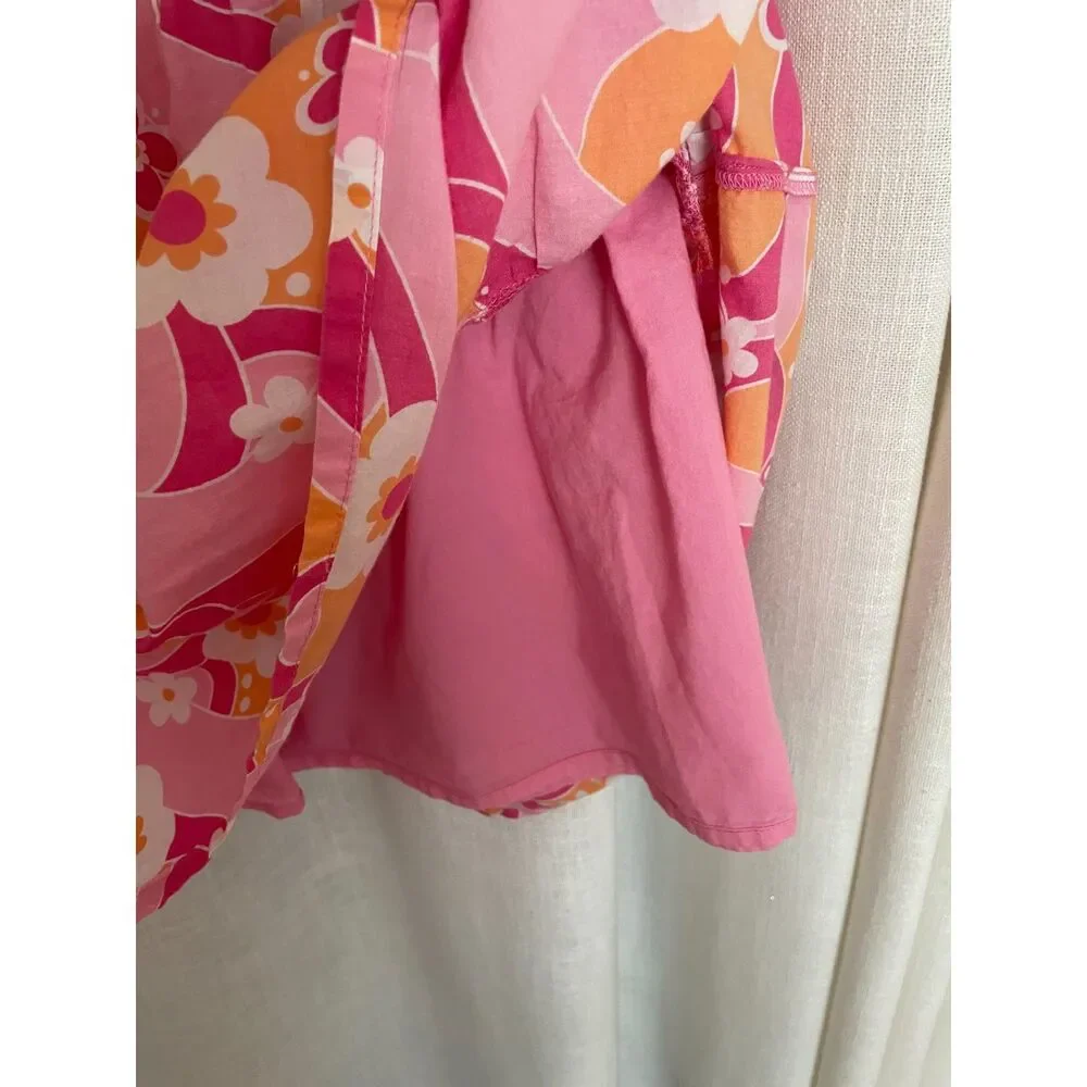 Gymboree Twirly Tiered Girl's Size 7‎ Cotton Skirt Pink Orange and White Lined